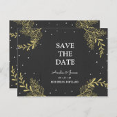 Personalisiert - Gold Ferns Save the Date Postkarte (Vorne/Hinten)
