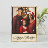 Personalisiert Gold Foto Weihnachtskarte Feiertagskarte (Stehend Vorderseite)