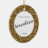 Personalisiert Gold Glitzer 17. Geburtstag Keramik Ornament (Rechts)