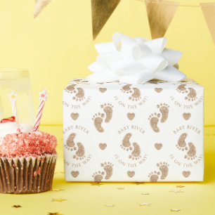 Personalisiert Gold Glitzer Baby Feet Baby Shower Geschenkpapier