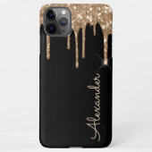 Personalisiert Gold Glitzer Black Handgeschriebene iPhone Hülle (Rückseite)