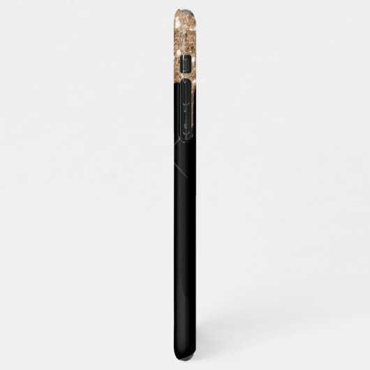 Personalisiert Gold Glitzer Black Handgeschriebene iPhone Hülle (Linke Seite)