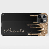 Personalisiert Gold Glitzer Black Handgeschriebene iPhone Hülle (Rückseite (Horizontal))