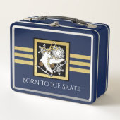 Personalisiert Gold Glitzer Ice Skate Metall Brotdose (Vorderseite)