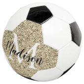 Personalisiert Gold Glitzer Monogram Chic Fußball (Dreiviertel)