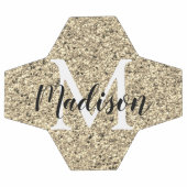 Personalisiert Gold Glitzer Monogram Chic Fußball (Flach)