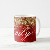 Personalisiert Gold Glitzer Roter Foil Kaffeetasse (VorderseiteRechts)