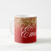 Personalisiert Gold Glitzer Roter Foil Kaffeetasse (Vorderseite Links)