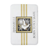 Personalisiert Gold Glitzer Schwarz-weiß Ice Skate Badematte (Vorderseite Vertikal)
