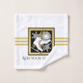 Personalisiert Gold Glitzer Schwarz-weiß Ice Skate Badhandtuch Set (Waschlappen)