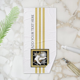 Personalisiert Gold Glitzer Schwarz-weiß Ice Skate Badhandtuch Set