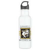 Personalisiert Gold Glitzer Schwarz-weiß Ice Skate Edelstahlflasche (Vorderseite)