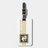 Personalisiert Gold Glitzer Schwarz-weiß Ice Skate Gepäckanhänger (Vorderseite vertikal)