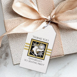 Personalisiert Gold Glitzer Schwarz-weiß Ice Skate Geschenkanhänger