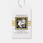 Personalisiert Gold Glitzer Schwarz-weiß Ice Skate Geschenkanhänger (Vorderseite)