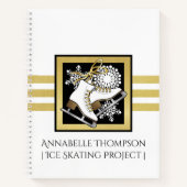 Personalisiert Gold Glitzer Schwarz-weiß Ice Skate Notizblock (Vorderseite)