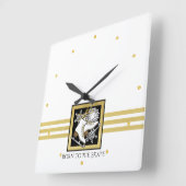 Personalisiert Gold Glitzer Schwarz-weiß Ice Skate Quadratische Wanduhr (Winkel)