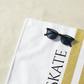 Personalisiert Gold Glitzer Schwarz-weiß Ice Skate Strandtuch (Beispiel)