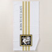 Personalisiert Gold Glitzer Schwarz-weiß Ice Skate Strandtuch (Vorderseite)