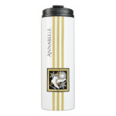 Personalisiert Gold Glitzer Schwarz-weiß Ice Skate Thermosbecher (Vorderseite)