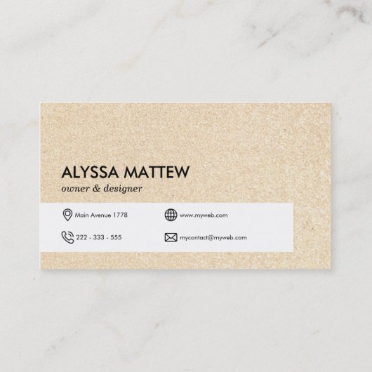 Personalisiert Gold Glitzer Shiny Trendy Modern Visitenkarte (Rückseite)