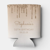 Personalisiert Gold Glitzer Tropfen 50. Geburtstag Dosenkühler (Rückseite)