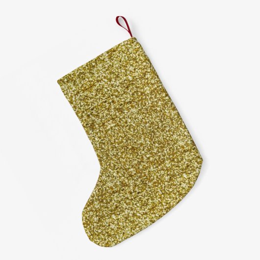 Personalisiert Gold Glitzer Weihnachts-Strumpf Kleiner Weihnachtsstrumpf (Rückseite (Hängend))