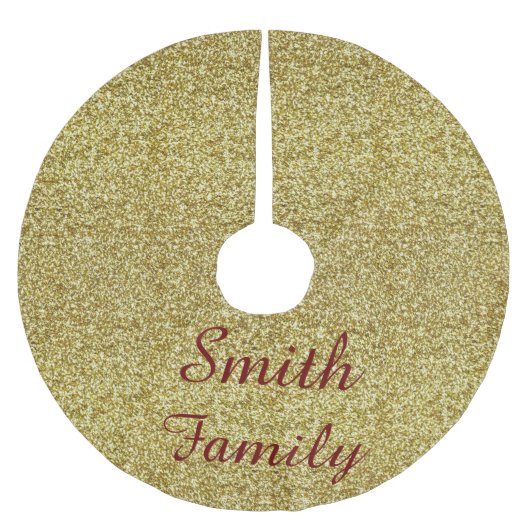 Personalisiert Gold Glitzer Weihnachtsrock Polyester Weihnachtsbaumdecke (Vorderseite)