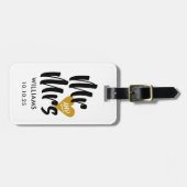 Personalisiert Gold Heart Mr. and Mrs. Gepäckanhänger (Vorderseite horizontal)