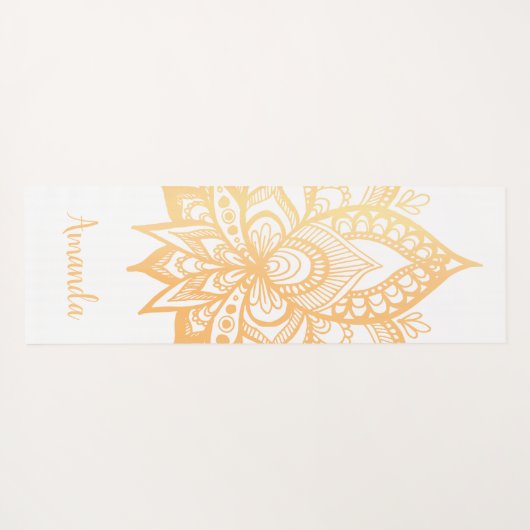 Personalisiert Gold Lotus Blume Mandala White Yogamatte (Rückseite (Horizontal))