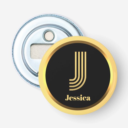 Personalisiert Gold Mit Monogramm Letter J Flaschenöffner (Vorderseite)