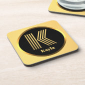 Personalisiert Gold Mit Monogramm Letter K Getränkeuntersetzer (Linke Seite)