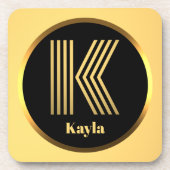 Personalisiert Gold Mit Monogramm Letter K Getränkeuntersetzer (Vorderseite)