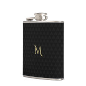 Personalisiert Gold Mit Monogramm Modernes Schwarz Flachmann (Links)