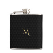 Personalisiert Gold Mit Monogramm Modernes Schwarz Flachmann (Vorderseite)