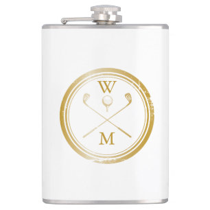 Personalisiert Gold Monogram Golf Flachmann