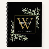 Personalisiert Gold Monogram GreenerBlack Notizblock (Vorderseite)