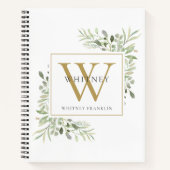 Personalisiert Gold Monogram Moderne Grüne Notizblock (Vorderseite)