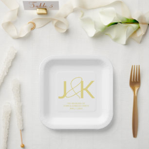 Personalisiert Gold Monogram Wedding Paper Teller