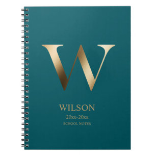 Personalisiert Gold Monogramm   Aquamarin Notizblock