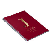 Personalisiert Gold Monogramm | Burgunderrot Notizblock (Rechte Seite)
