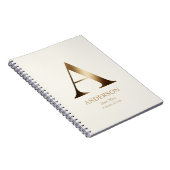 Personalisiert Gold Monogramm | Grauweiß Notizblock (Rechte Seite)