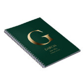 Personalisiert Gold Monogramm | Green Notizblock (Rechte Seite)