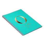 Personalisiert Gold Monogramm | Helles Aquamarin Notizblock (Rechte Seite)