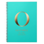 Personalisiert Gold Monogramm | Helles Aquamarin Notizblock (Vorderseite)