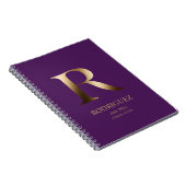 Personalisiert Gold Monogramm | Lila Notizblock (Rechte Seite)