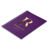 Personalisiert Gold Monogramm | Lila Notizblock (Linke Seite)