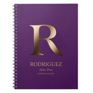 Personalisiert Gold Monogramm   Lila Notizblock