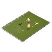 Personalisiert Gold Monogramm | Olive Green Notizblock (Linke Seite)