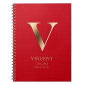 Personalisiert Gold Monogramm | Rot Notizblock (Vorderseite)